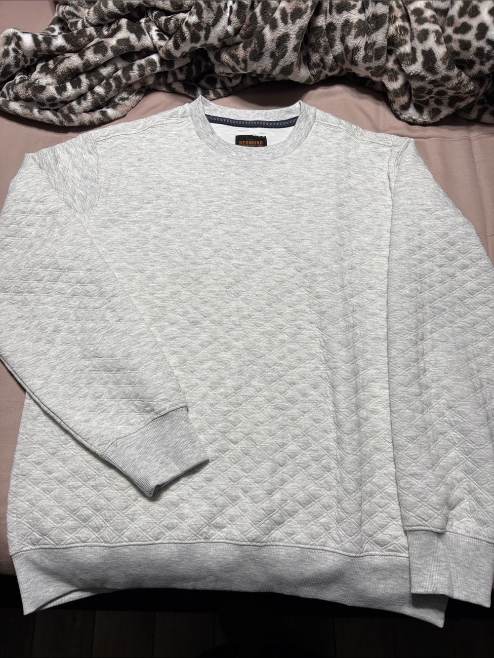 Men's Redmond Clothing Outfitters Quilted Crewneck Sweater - Light Gray Size Med